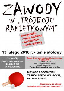 Plakat na turniej tenisa stołowego 2016