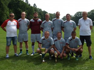 Zwycięska drużyna reprezentująca "Solidarność" PG Silesia w Czechowicach-Dziedzicach.