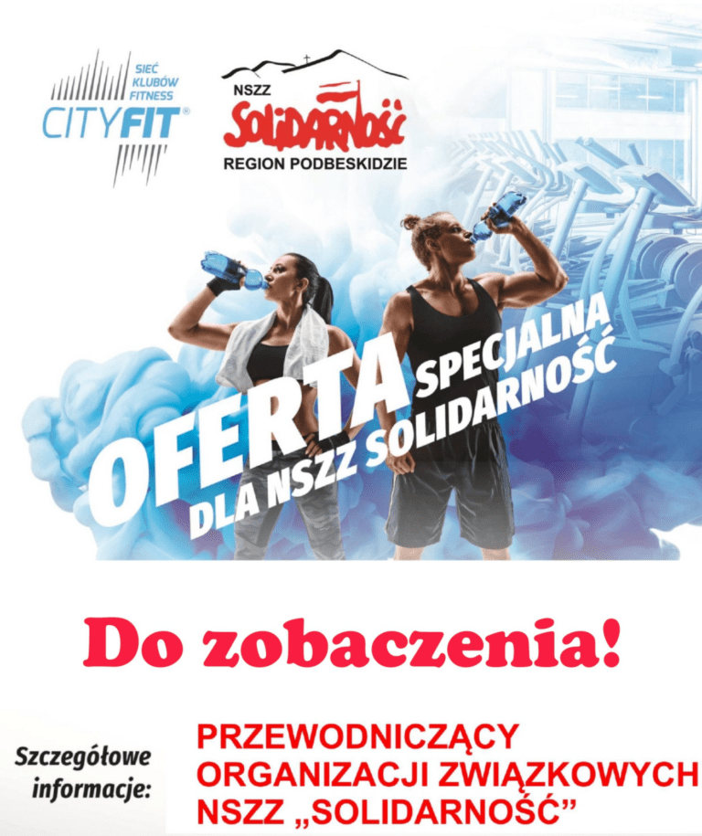 CityFit – oferta specjalna dla członków dla NSZZ Solidarność