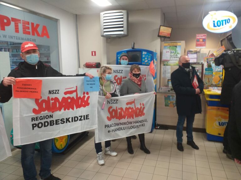 „Solidarność” protestuje przed sklepami Intermarche
