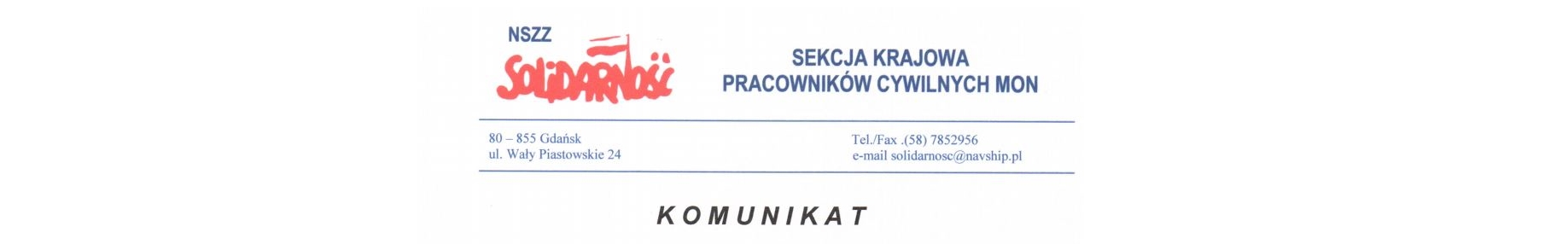 Komunikat KS Pracowników Cywilnych MON