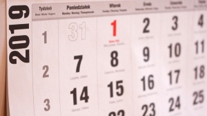 Kalendarz dni wolnych w 2019 roku