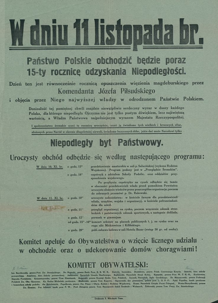 Afisz z okazji odzyskania Niepodległości